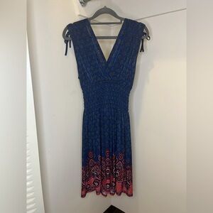 Elegant Blue and Orange Women's Dress